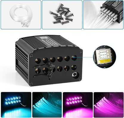 Car Starlight Headliner Kit, 16W Twinkle & Meteor Star Ceiling Lights, 2 in 1 Fiber Optic Light Engine 500pcs*0.02in*9.8ft+240 RGBW Shooting Stars Lights for Car Home Roof Décor