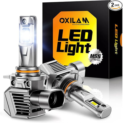OXILAM 9012 LED Bulbs, 1000% Brighter 6500K Cool White Hir-2 Driving Bulbs, Anti-Flicker, 20-Years Lifespan, IP68, Plug-N-Play Design, Fog Lights Compatible with Cars Trucks SUVs, Pack of 2