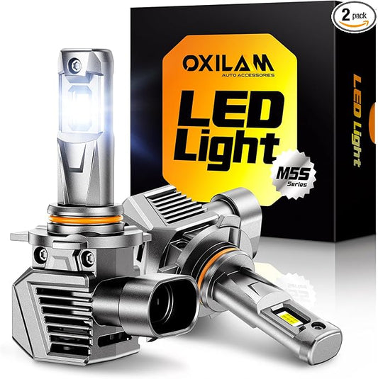 OXILAM 9012 LED Bulbs, 1000% Brighter 6500K Cool White Hir-2 Driving Bulbs, Anti-Flicker, 20-Years Lifespan, IP68, Plug-N-Play Design, Fog Lights Compatible with Cars Trucks SUVs, Pack of 2