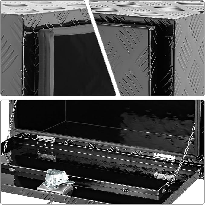 DNA MOTORING Truck Tool Box Lockable Storage Box, Truck Bed Tool Box Trailer Tongue Box Aluminum Truck Tool Box for Bed of Truck, with Lock & Keys, 30" W X 18" H X 17.3" D, Black,TBOX-T5-014-BK