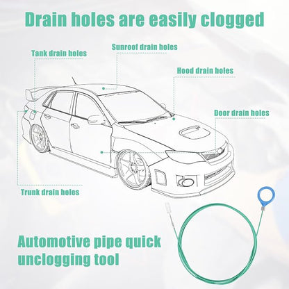 BOXOB 10pcs Car Sunroof Drain Cleaning Tool Kit, Round Handle 300cm/9.84ft Auto Sunroof Drain Cleaner for Windshield Wiper Trunk Door AC Line Pipe Unclogging
