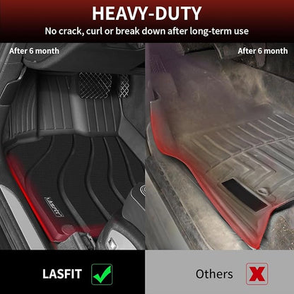 LASFIT Floor Mats for 2014-2026 Porsche Macan, 3D Laser-Measured Custom Fit All Weather TPE Floor Liners, Front & Rear Rows, Black, Easy to Clean
