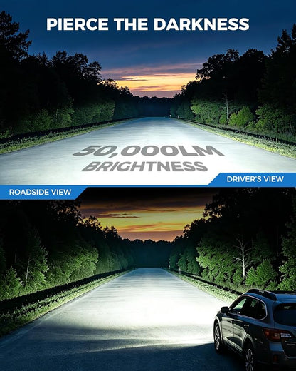 Marsauto M2P Series 9005 LED Bulbs, 1:1 Mini Size 9005/HB3 Light Bulbs, 50,000LM Ultra Bright 6500K Fog Light, No Adapter Required, Plug and Play Replacement, Pack of 2