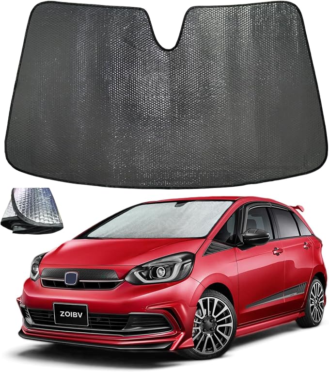 Car Windshield Sun Shade for 2007-2024 Honda Fit EX EXL Sport Engine Front Window Sunshade Sun Visor Protection Cover Accessories -5-Layer Bubble Foldable Thicken Blocks Heat & UV Rays Keep Car