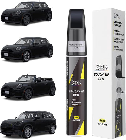 XNA Midnight Black II(C4R) for MINI Touch Up Paint, 2 in 1 Car Scratch Remover with Pen Tip and Brush, Exact Color-Matched for Car Paint Scratch Repair, Quick & Easy Fix Chips and Nicks