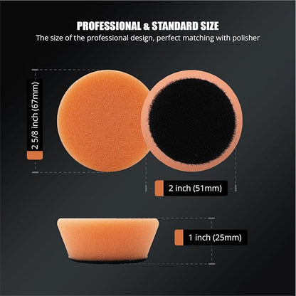 SPTA Orange T40 Orange Medium-Cut Polishing Pads, 5Pcs 2inch/50mm Sponge Polishing Buffing Pads, Car Foam Detail Polishing Pad Kit for Car Detail Polishing, Small Area Polishing -FPTSS2O