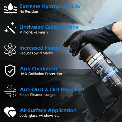 500ML Car Coating Spray-Quick Effect Coating Agent for Most Vehicle Finishes - Helps Refresh Exterior Gloss & Reduce Surface Buildup for Long-Lasting Polish Spray Wash