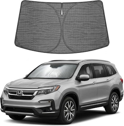 Proadsy Windshield Sun Shade Custom Fit Honda Pilot 2016-2026 Ice Crystal Black Front Window Sunshade UV and Heat Blocker Foldable Visor Keeps Car Cooler for Summer Parking and Daily Use