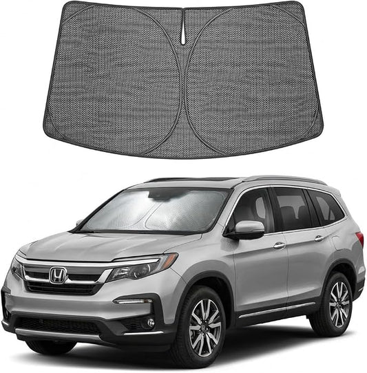 Proadsy Windshield Sun Shade Custom Fit Honda Pilot 2016-2026 Ice Crystal Black Front Window Sunshade UV and Heat Blocker Foldable Visor Keeps Car Cooler for Summer Parking and Daily Use
