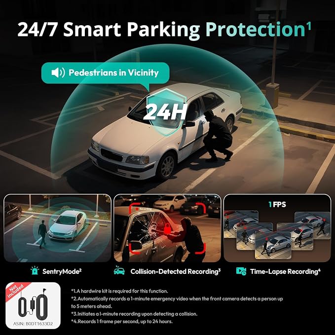 BOTSLAB 4K 3 Channel Dash Cam Front and Rear/Inside, 360°Dash Camera with 3.18" Touch Screen, Night Vision Dashcam, Voice Control, 24/7 Parking Mode Car Camera, Free 128GB Card 5.8GHz WiFi & GPS