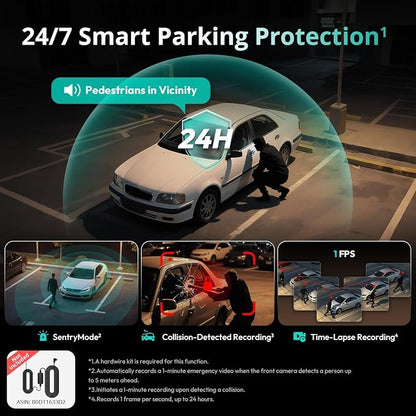 BOTSLAB 4K 3 Channel Dash Cam Front and Rear/Inside, 360°Dash Camera with 3.18" Touch Screen, Night Vision Dashcam, Voice Control, 24/7 Parking Mode Car Camera, Free 128GB Card 5.8GHz WiFi & GPS
