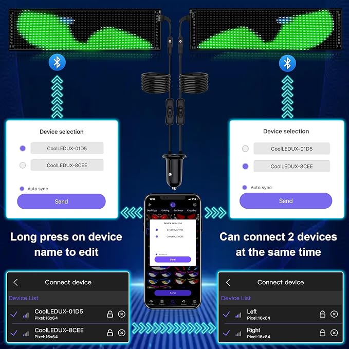 2Pcs Devil Eyes Light for Cars | LED Eyes for Truck Windshield | Flexible Scrolling Programmable LED Sign | Can Edit Text/Graffiti/Animations