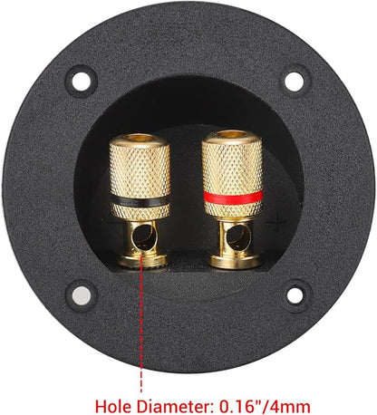 Facmogu 2PCS 3 Inch Round 2-Way Speaker Box Terminal Cup Binding Post, Power Speaker Screw-in Terminal Plates, 3 Inch Subwoofer Box Terminal Banana Plugs for DIY Home Speaker Kits