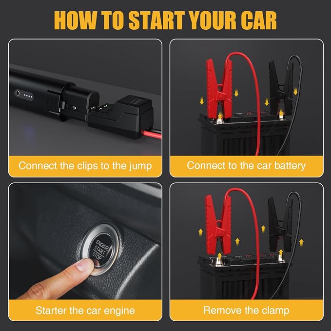 VTOMAN Portable Replacement Jumper Cable,10 Safety Protections 12V Car Booster Clamp Cable for X1,X3,X5,X7,V10,V10 Pro Jump Starter, Car Jump Start Battery Booster Cable