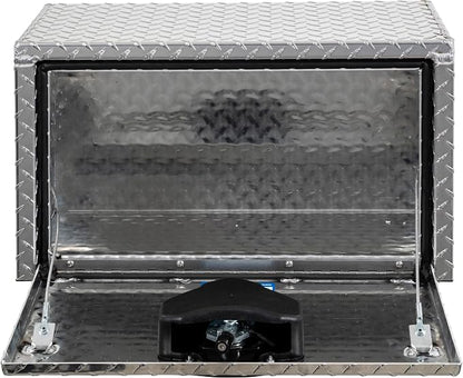 Buyers Products 1705150 Diamond Tread Aluminum Underbody Truck Tool Box, 14 x 12 x 24, Made in USA, .100 in. Thick, Corrosion Resistant, Locking Compression Latch, Secure Storage for Work Trucks