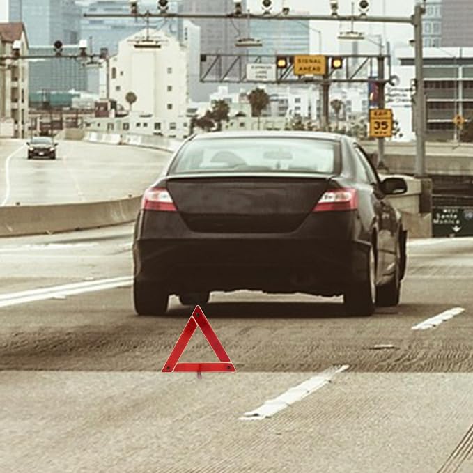 Happyyami Triangle Warning Sign Kit for Trucks Portable Safety Triangle High Visibility Emergency Roadside Sign Durable Construction Essential Truck