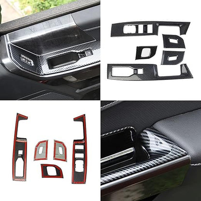 Carbon Fiber Interior Front Door Window Switch Panel Cover Trim for Ford F150 2021+ Decoration Accessories