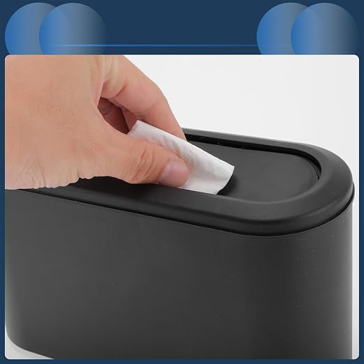 Car Trash Can Front Rear Seats 9.1" Length 3.2" Width 5.1" Height Auto Trash Bin with Cup Holder Plastic Black Hanging