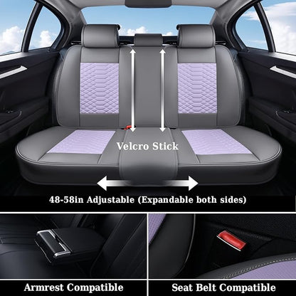 Coverado Seat Covers Full Set, Waterproof Nappa Leather Seat Covers for Cars, 5 Seats Universal Car Seat Protectors, Gray and Purple Car Seat Covers Car Seat Cushions Fit for Most Cars (Gray&Purple)