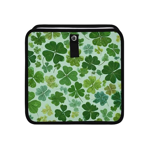 Car Trash Can Organizer Bin with Adjustable Strap for Back Front Seat Console Waterproof Leakproof Collapsible Portable 11 Inch Green Nature St Patrick Clovers