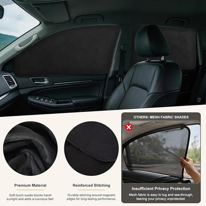 XCBYT Magnetic Car Window Shades 4PCS, 100% Blackout Privacy Curtains for Side Windows, Suede Car Window Covers for Camping, Baby Care, Breastfeeding & Road Trip Sleep