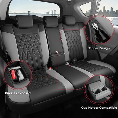 FREESOO Custom Seat Covers for Toyota RAV4 2013 2014 2015 2016 2017 2018, RAV4 Leather Car Seat Covers, RAV 4 SUV Accessories Full Set LE XLE Limited SE Platinum Adventure(Not for Hybrid), BlackGrey