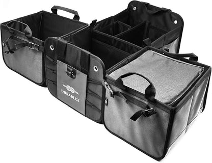 Insulated Trunk Cooler Bag – Thermal Grocery Carrier, Leak-Resistant Food Storage for Car Travel, Fits Organizer Modules – Gray