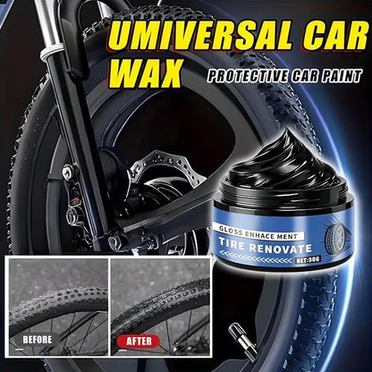 Car Tire Shine - 50g, Long Lasting Nourish Wax with Sponge | Tire Paste for Blackening, Durability, and Maintenance, Car Motorcycle Gloss Protection Detailing