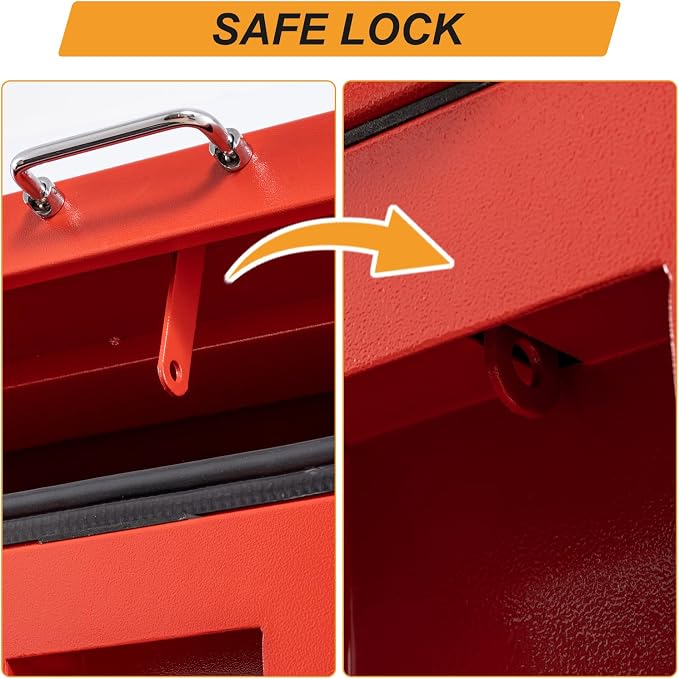 30" Truck Tool Box,Heacy Duty Metal Storage Organizer with Strong locking tongue,Trailer Tongue Box with Safe Hinge, for Truck,Pickup,RV,Garage,Best gift for family and friend,Red Power Coating