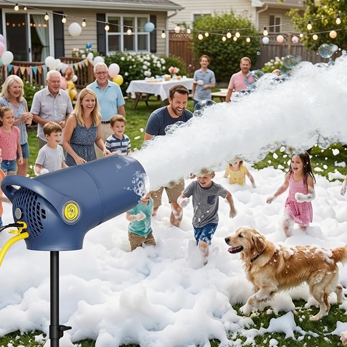 Party Foam Cannon, Foam Machine for Party, 3 Modes Detachable Front Barrel Adjustable Wind Speed, Foam Making Machine for Garden Backyard Pool Indoor