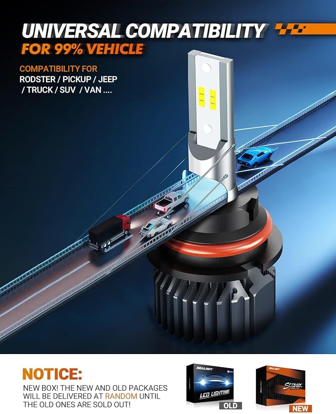 9004 LED Bulbs 64000LM 6500K Cool White, 3 Min Plug N Play, Smart Temperature IC Driver Fanless Design, Canbus Ready Error Free, 10yrs Long Lifespan, HB1 Fog Light Bulbs, Pack of 2