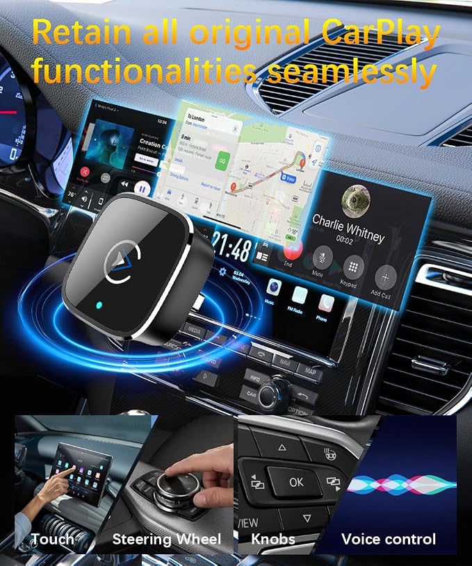Wireless CarPlay Adapter for iPhone,Mini USB Design,2026 Upgrade with Built-in Wired for Apple CarPlay Plug and Play Fast Stable Connection Car Play for iPhone & Android (A1)