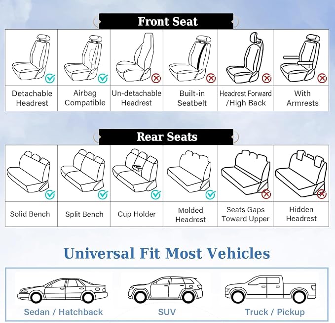 Coverado Car Seat Covers for Front Seat, Leather Seat Covers for Cars, Front Seat Covers, Waterproof Car Seat Protectors Car Seat Cushions Universal for Most Vehicles, Black&Redline