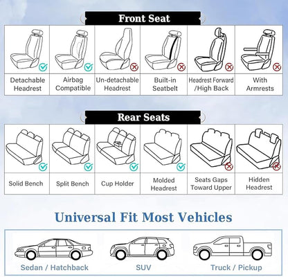 Coverado Car Seat Covers for Front Seat, Leather Seat Covers for Cars, Front Seat Covers, Waterproof Car Seat Protectors Car Seat Cushions Universal for Most Vehicles, Black&Redline