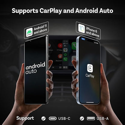 OTTOCAST Mini 2025 Wireless CarPlay & Android Auto 2-in-1 Adapter, Fast Stable Connection, Plug & Play for iPhone & Android Devices (Black)