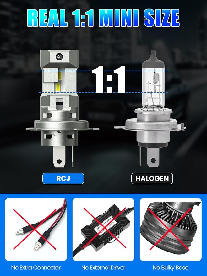 RCJ H4 Fog Bulbs, Powersports Off-Road Use or Fog Light, Pack of 2