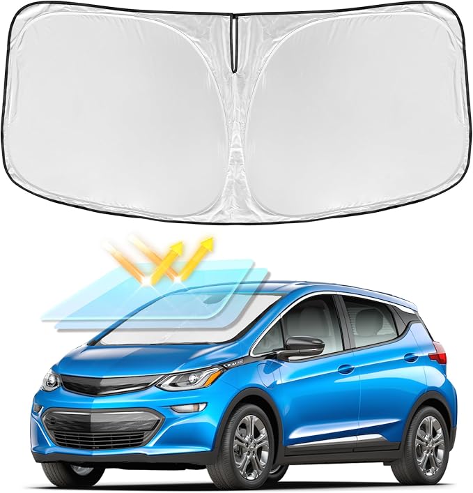for Chevrolet Bolt EV Hatchback 2017-2026 Windshield Sun Shade - 4 Layers Car Sunshades for Front Windows Shade Cover Custom Fit Bolt EV Hatchback Sun Visor 250T Shade Blocks UV Rays Car Accessories