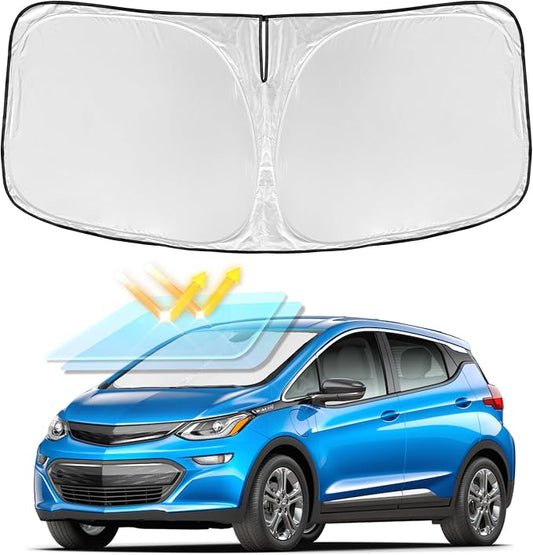 for Chevrolet Bolt EV Hatchback 2017-2026 Windshield Sun Shade - 4 Layers Car Sunshades for Front Windows Shade Cover Custom Fit Bolt EV Hatchback Sun Visor 250T Shade Blocks UV Rays Car Accessories