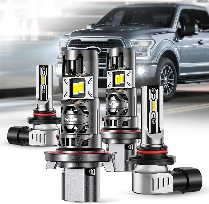 Torchbeam H13/H10 LED Bulbs Combo, 75000LM 6500K White, 9008 H13 Headlight + 9145 H10 Fog Lights, Dual Heat-Dissipation Cooling, Fit Ford F-150 2004-2014 F-250/F-350 2005-2020, Pack of 4