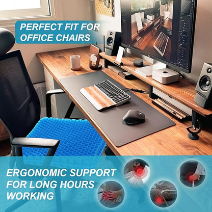 Gel Seat Cushion (20"x20"x2") for The Car or Office Chair, Super Large Gel Cushions for Elderly's Wheelchair, Temperature Neutral Grid Chair Pads for Long Sitting, Tailbone and Coccyx Pain Relief