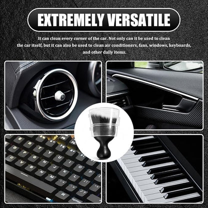 Car Detailing Brushes, Car Cleaning Brush, Auto Interior Soft Bristles Curved Cleaning Brush, Auto Detailing Dusting Tool Universal for Dashboard Air Conditioner Vent Computer (Black White)