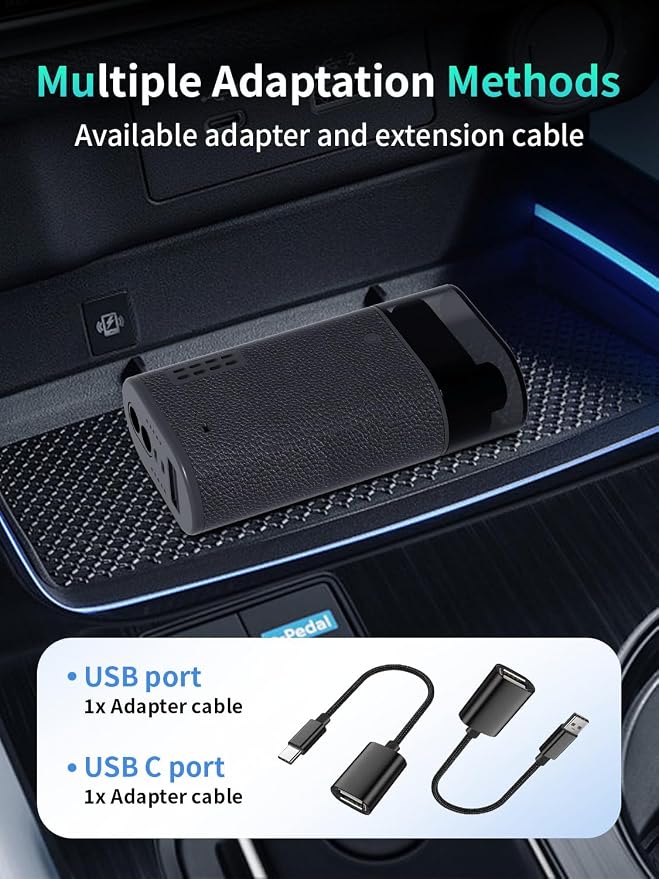 4in1 Wireless Adapter for Apple CarPlay&Andriod Auto&AirCast&MiraCast with Auto Emergency Rescue Device, Connection for Convert Wired to Wireless and Safety
