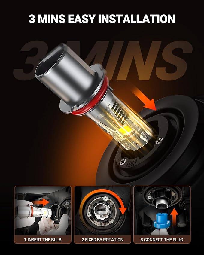 SEALIGHT 9007/HB5 LED Light Bulb, 900% 46000LM Brighter than Original Bulbs, 6500K White Output Canbus Ready, IP68 Waterproof 80000Hrs Lifespan, 1：1 Size 3Mins Installation, 2 Pack