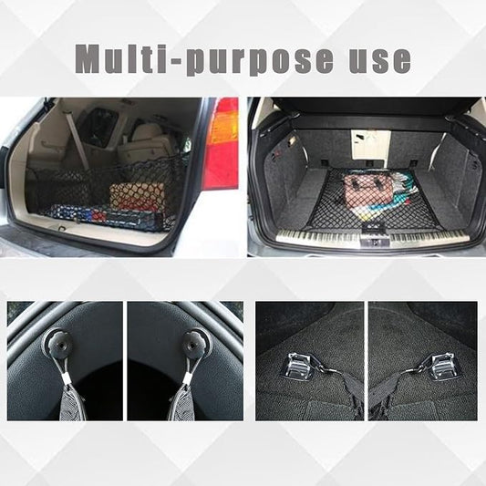 UlifebetterTruck Bed Cargo Net, Cargo Storage Elastic Mesh Net Organizer Net Bag Automotive Cargo Nets with 4 Buckles Screws Hooks Clips Trunk Storage Net for Pickup Truck Bed（51 * 18In）