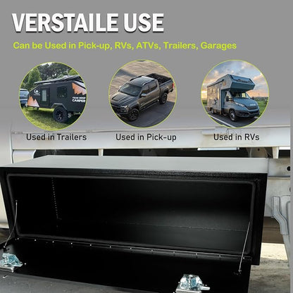 48 Inch Underbody Truck Toolbox with T-Handle Lock, Heavy Duty Truck Underbody Tool Box Chest For Storage, 48"x 18"x 18" inch Black