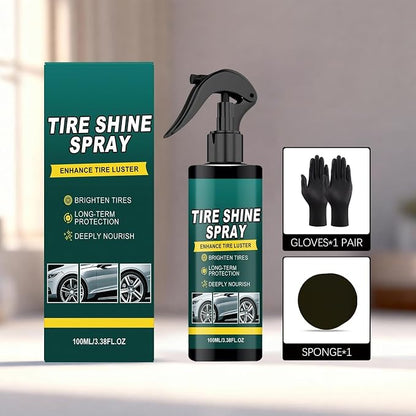 Car Tire Shine Spray | Long Lasting 100ml Maintenance Tool | Auto Tire Shine Cleaner - for Sedan Truck RV Motorcycle Scooter ATV, Detailing Shop Home Garage