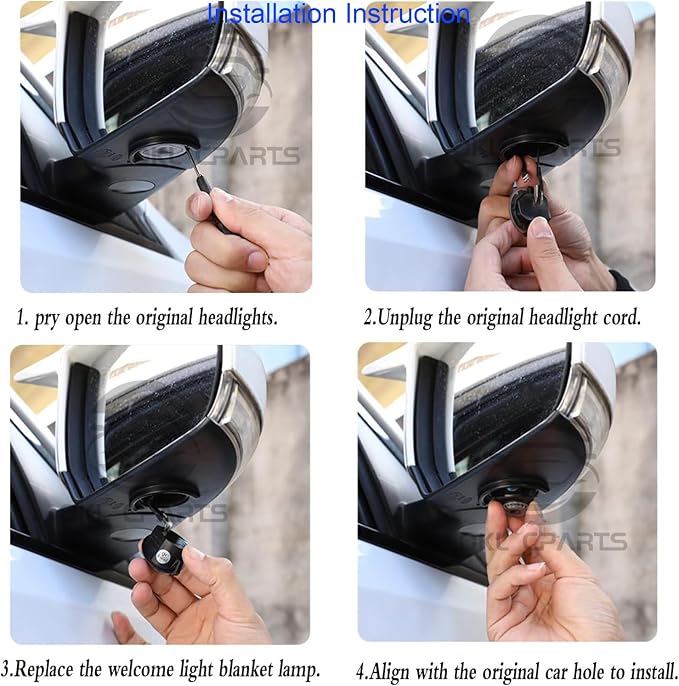 2pcs Set Side Mirror Projector Ghost Shadow Puddle Blanket America Flag Logo Light Compatible with Silverado 1500,2500HD,3500HD,Suburban Z71,Tahoe,Sierra 500,2500HD,3500HD,Yukon &Yukon XL