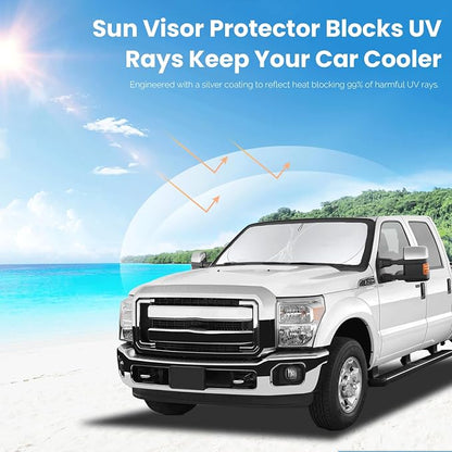 Sunshade for Ford F250 Windshield Sun Shade for Ford Super Duty F350 F450 F550 2008-2015 2016 F-450 F-550 2Door 4Door Pickup Truck Accessories Front Window Shield Windshield Cover Reflector Sun Visor