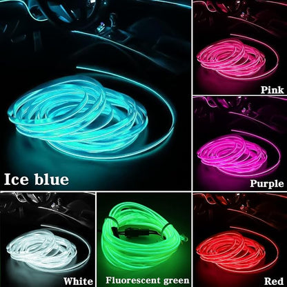 EL Wire Car Interior LED Strips Lights, 16FT 5V USB Auto Neon Light Strip, Electroluminescent Vehicle Interior Ambient Lighting Decor, Universal for RV, SUV, Truck (Fluorescence Green)