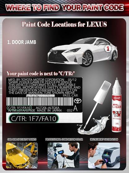 085 Eminent White Pearl Car Touch Up Paint for Lexus, Color Accurate Two-In-One Car Paint Scratch Repair Pen, Professional Scratch Remover for Vehicles Chips and Nicks Scuff